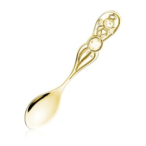 Lingurita argint botez placata cu aur galben pentru bebelusi DiAmanti KS0226G-DIA (Argint 925‰ 12,5 g.)